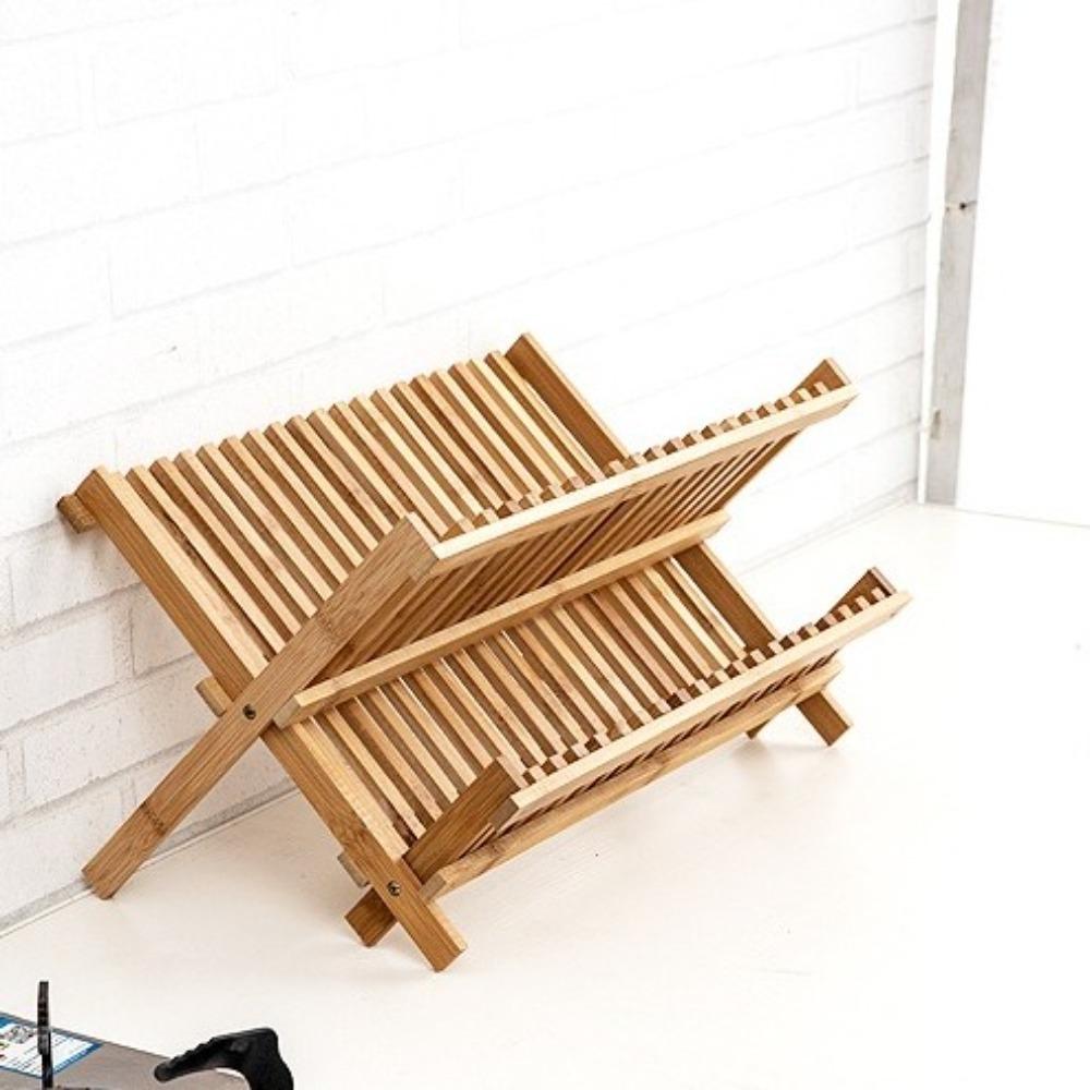 Retro Folding Dish Rack Natural Drying Holder Easy Clean Dish Drying Rack Restaurant