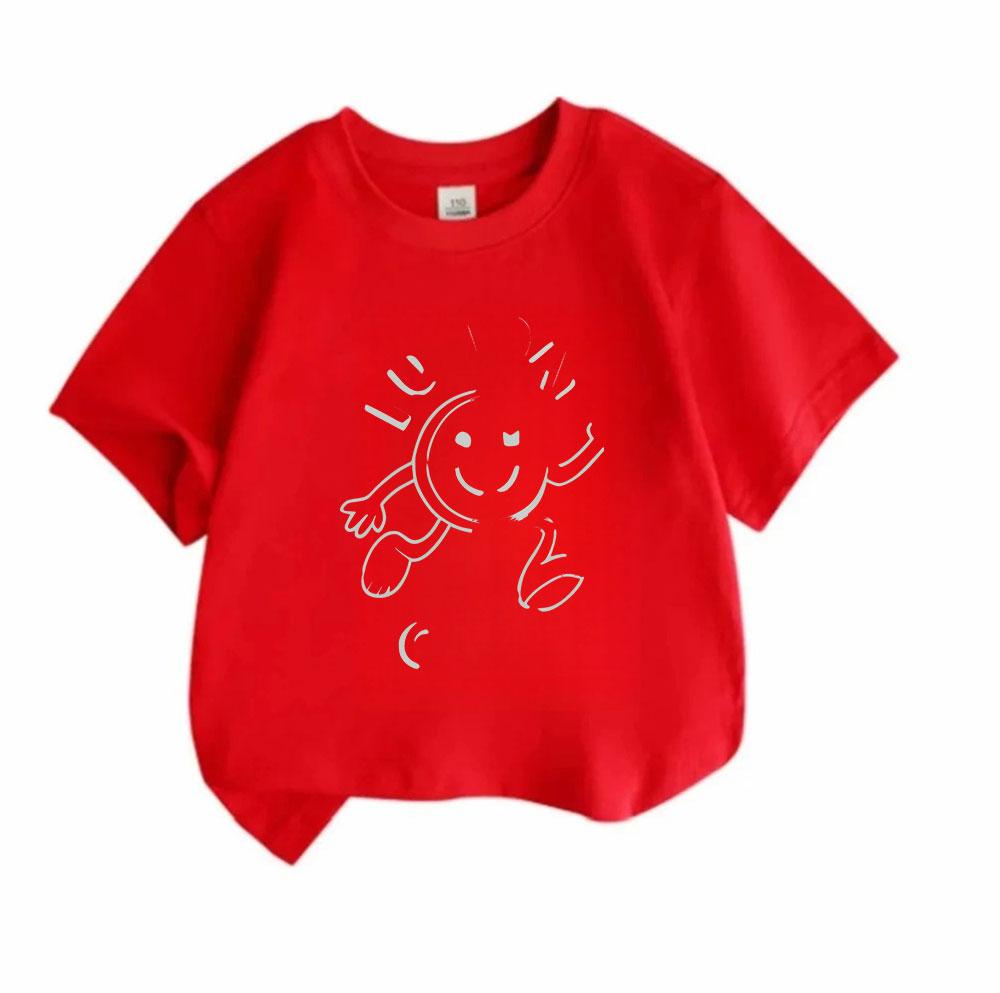 Toddler Boys Girls 100% Cotton Crew Neck Short Sleeve T-Shirt, Cute Winking Smiling Sun Cartoon Print Casual Breathable Summer Tee for Little Kids Dai