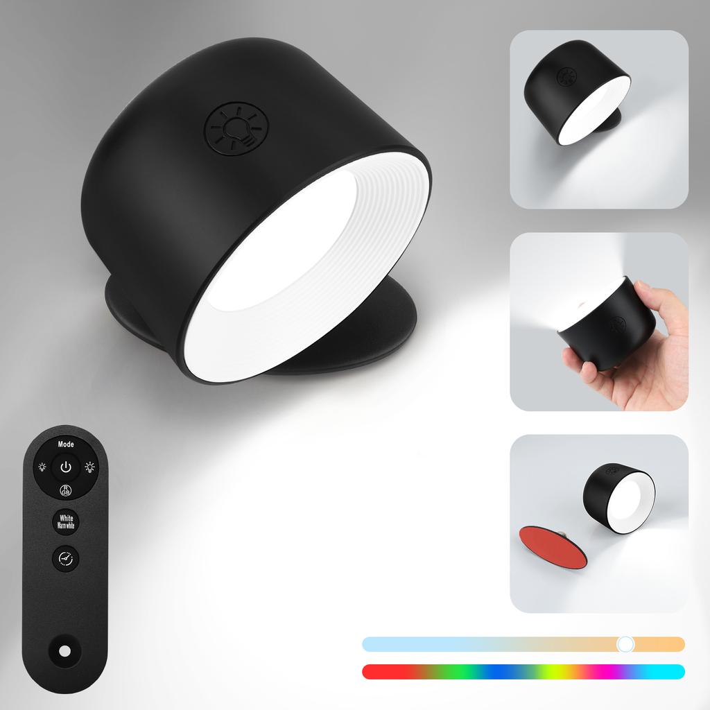 LED Wall Sconces Light, 3 Brightness Levels 3 Color Modes Wall Lights, 2000mAh Battery Operated 360° Rotatable Touch Control