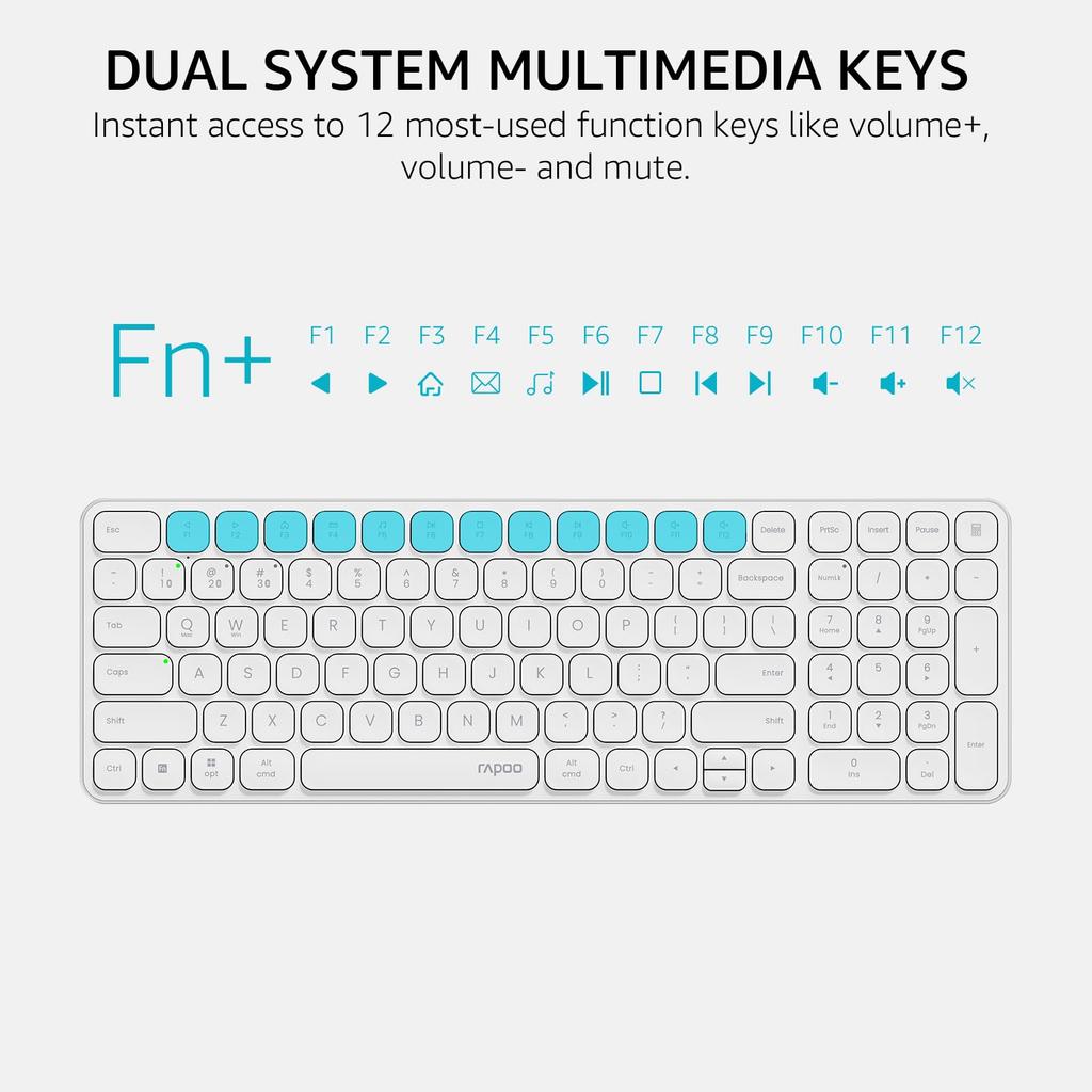Беспроводной набор клавиатуры и мыши RAPOO 9360M, Серия Blade E9310M Ультратонкая 99-клавишная клавиатура и бесшумная мышь M300G, Поддерживает четыре устройства