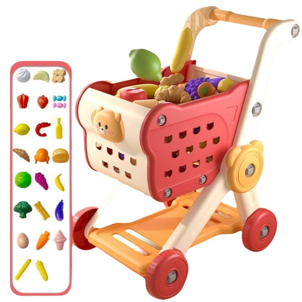 Mini Size Kitchen Playset Food Vegetables Supermarket Toy Shopping Cart Toy Learning Activity