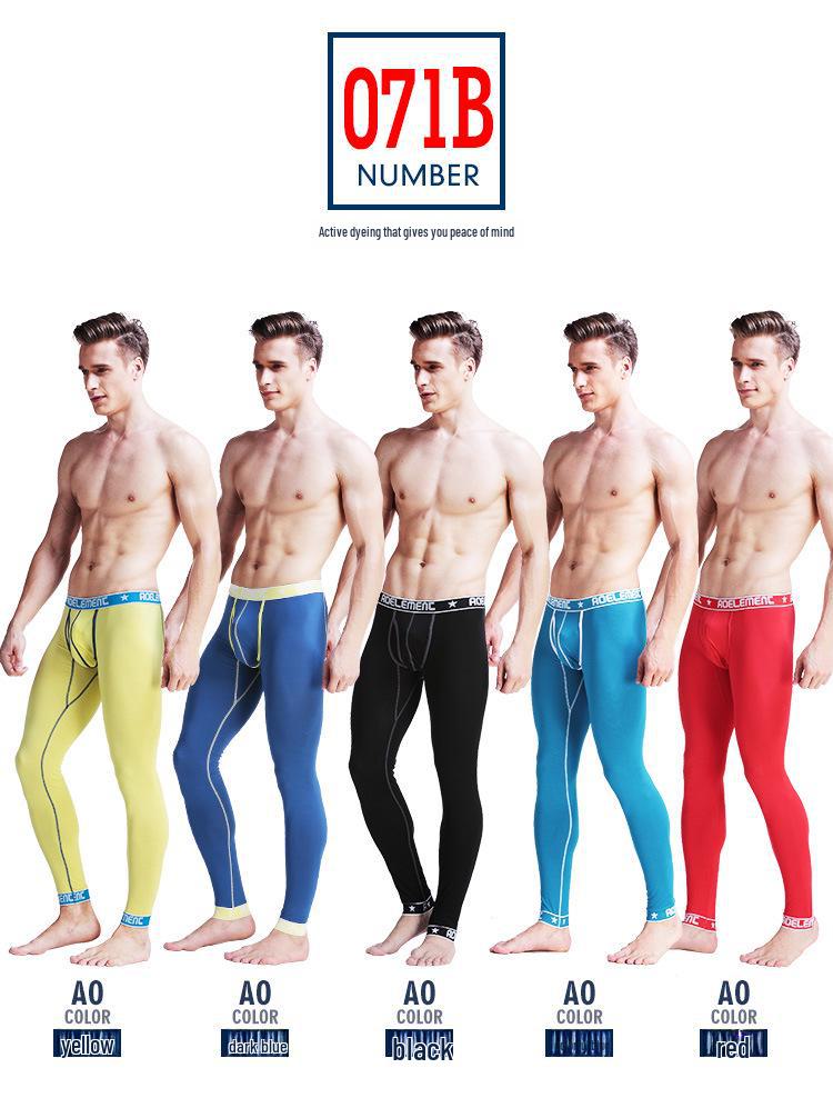 Мужские облегающие теплые леггинсы из хлопка и шерсти на осень-зиму