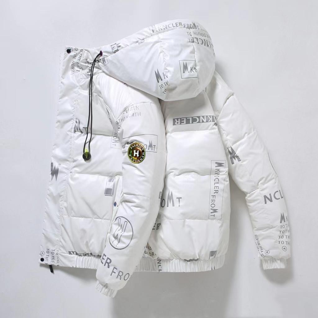 Зимнее белое пуховое пальто на утином пуху для мужчин и женщин, новое короткое пальто с капюшоном для пар, мужское яркое ветрозащитное пальто в корейской версии, тренд