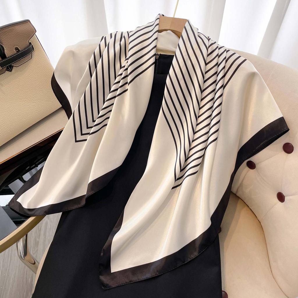 Высококачественные роскошные шелковые шарфы, повязка на голову, шарфы, шейный шарф для женщин, шелковый шарф с цепочкой, женская декоративная шаль