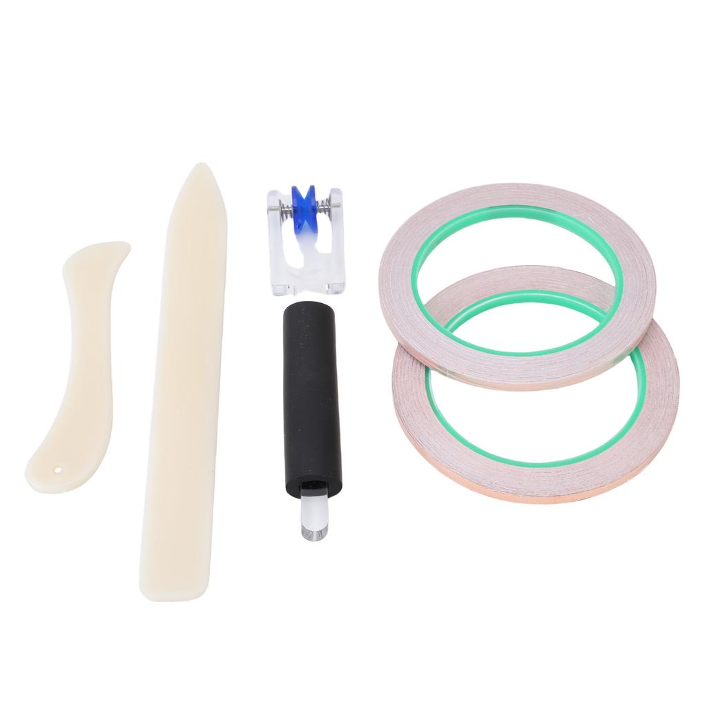 2 Rolls 5mm Backed Copper Foil Tape for Stained Glass Crafts with Scrapers 50m Length