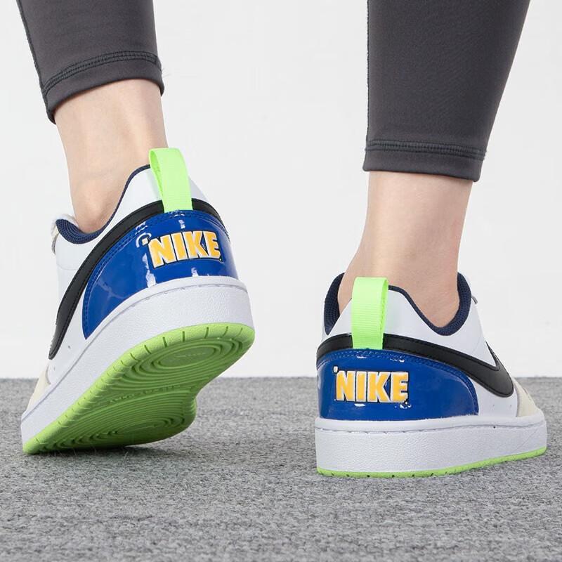 Nike Кроссовки Court Borough Low 2 SE GS Player One Kids белые черные лазерно-оранжевые FB1394-101