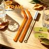 8mm High Borosilicate Glass Straw 3Pcs Reusable Eco Friendly Drinking Straws Set Bubble Tea Smoothies Bar Accessories