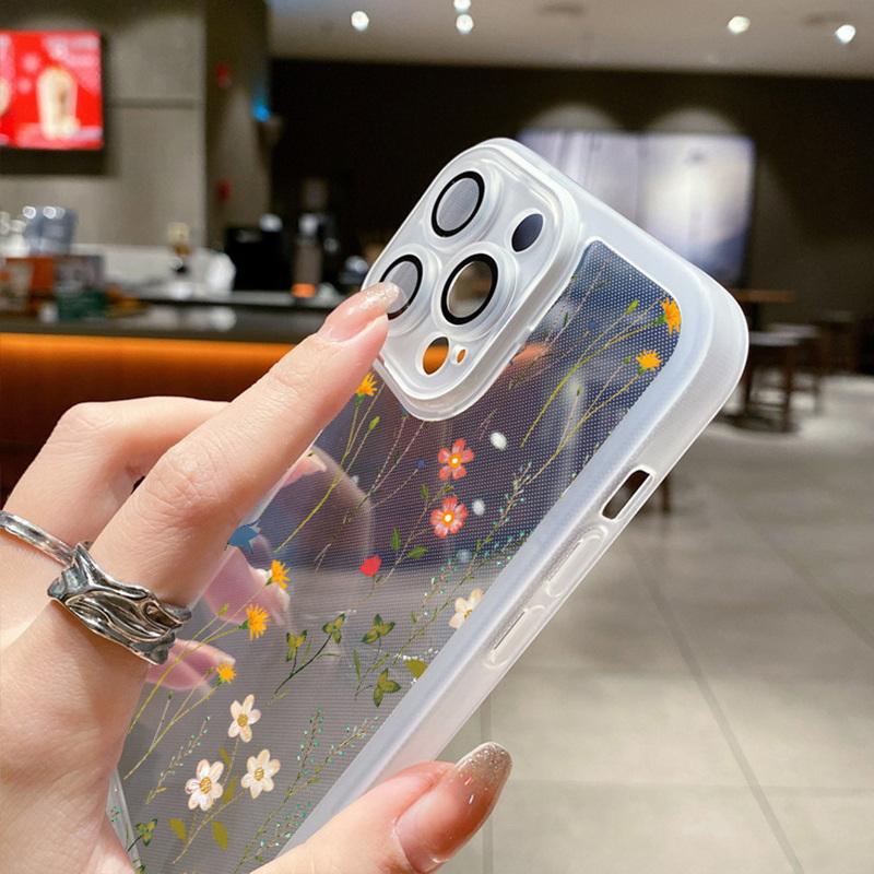 Силиконовый чехол для телефона с цветочным узором для iPhone 16 Pro 15 Pro Max 14 13 12 11, защитный противоударный прозрачный мягкий чехол из ТПУ
