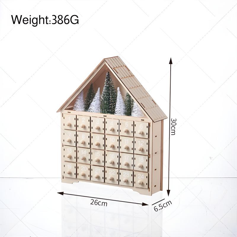 Деревянный светящийся рождественский адвент-календарь, светодиодная подсветка, 24-дневный календарь с обратным отсчетом, украшения c