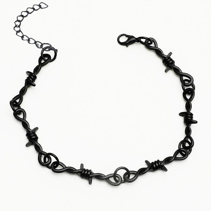 Y2K Punk Personality Wire Brambles Iron Black Bracelet Necklace for Women Men Hip-hop Rock Thorns Choker Chain Goth Jewelry Gift