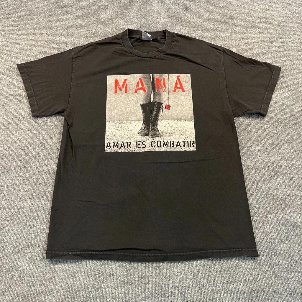 Vintage Y2K MANA Amar-Es-Combatir Album Shirt Medium 20x28 Mexican Pop Rock Band