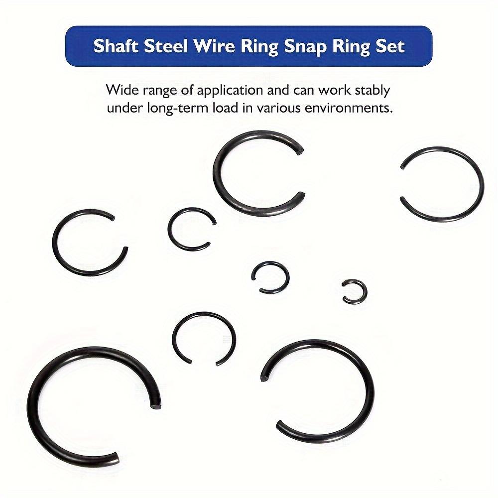 300pcs Metric 7mm To 30mm Round Wire C-Clips Internal Snap Rings Assortment Kit;Round Wire Snap Rings for Hole(Black-Finished Steel)