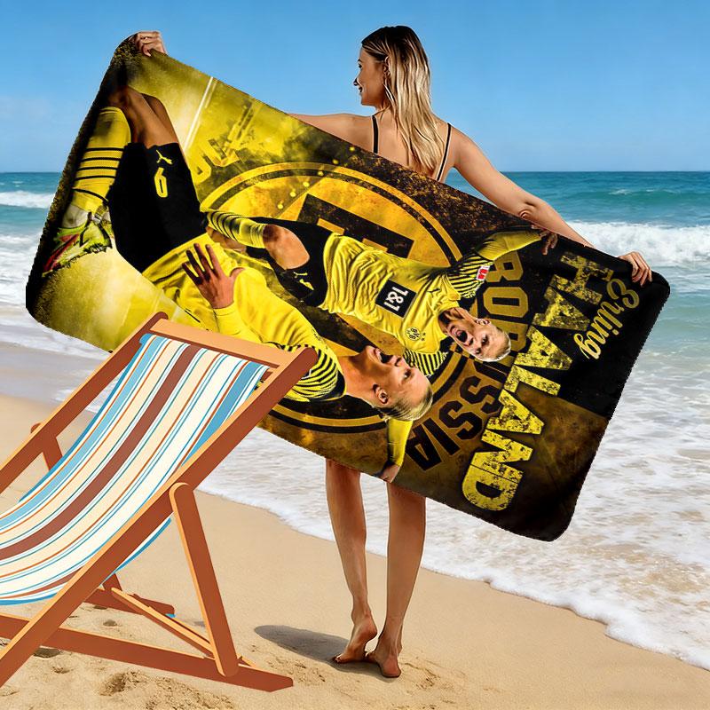 Erling Haaland Power Beach Towel, Large Soft Quick Dry Towel for Beach Camping Swimming