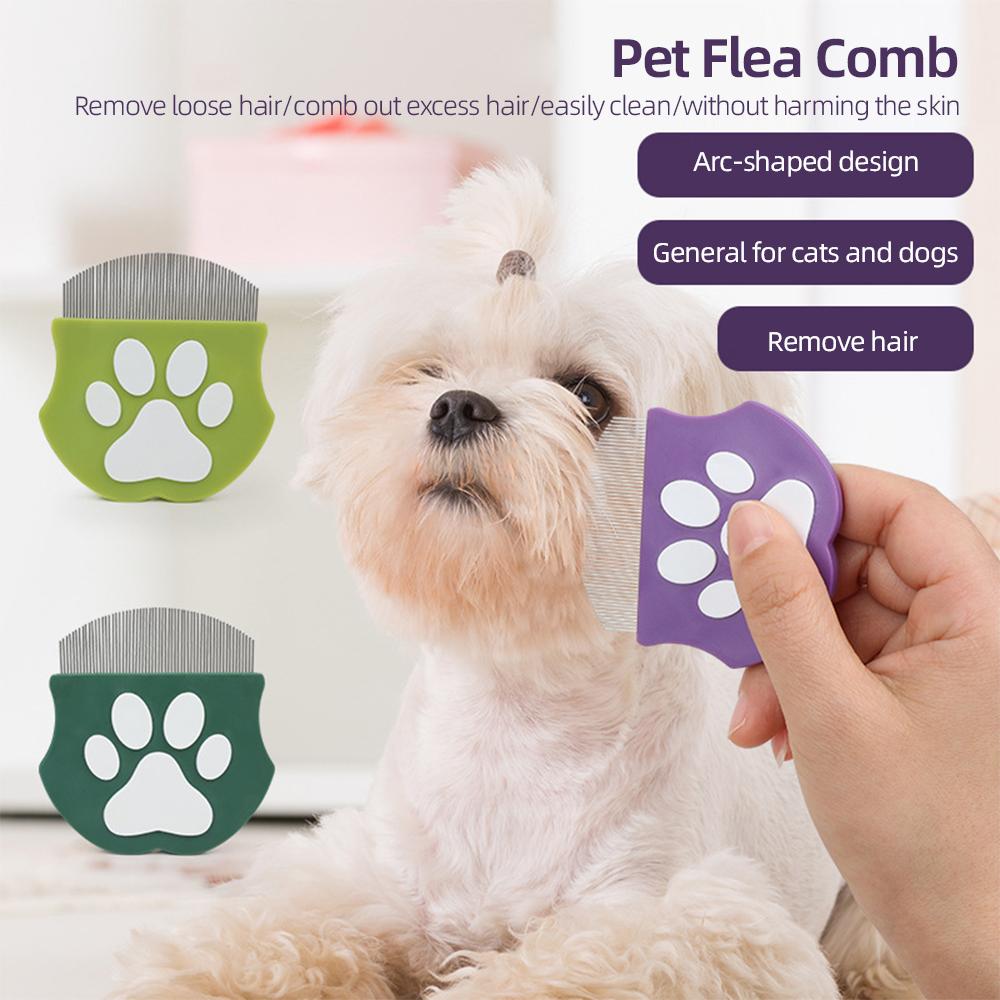 Groom Comb - Anti-flea Comb for Cats and Dogs, Curved Design for Face and Body, Mini Detangling Brush for Animals