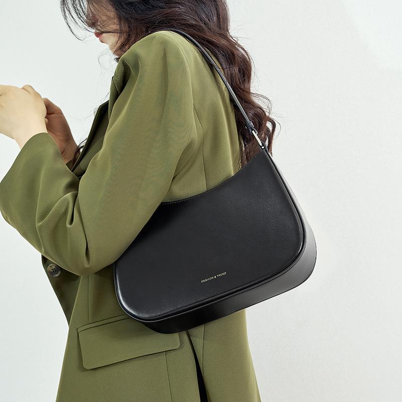 Premium Niche Design French Stick Bag Genuine Leather Women's 2025 New Fashionable Underarm Shoulder Tote