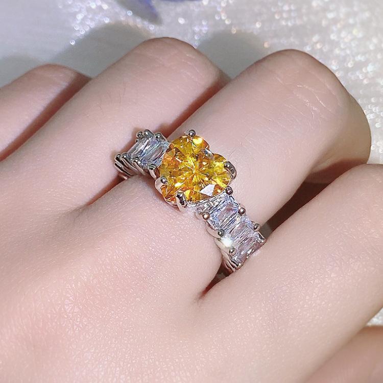 Женские украшения, Морской синий, Золотой, Розовый морган imitation алмаз моцарелла, Кольцо с высокоуглеродистым цирконом, Кольцо в стиле легкой роскоши.