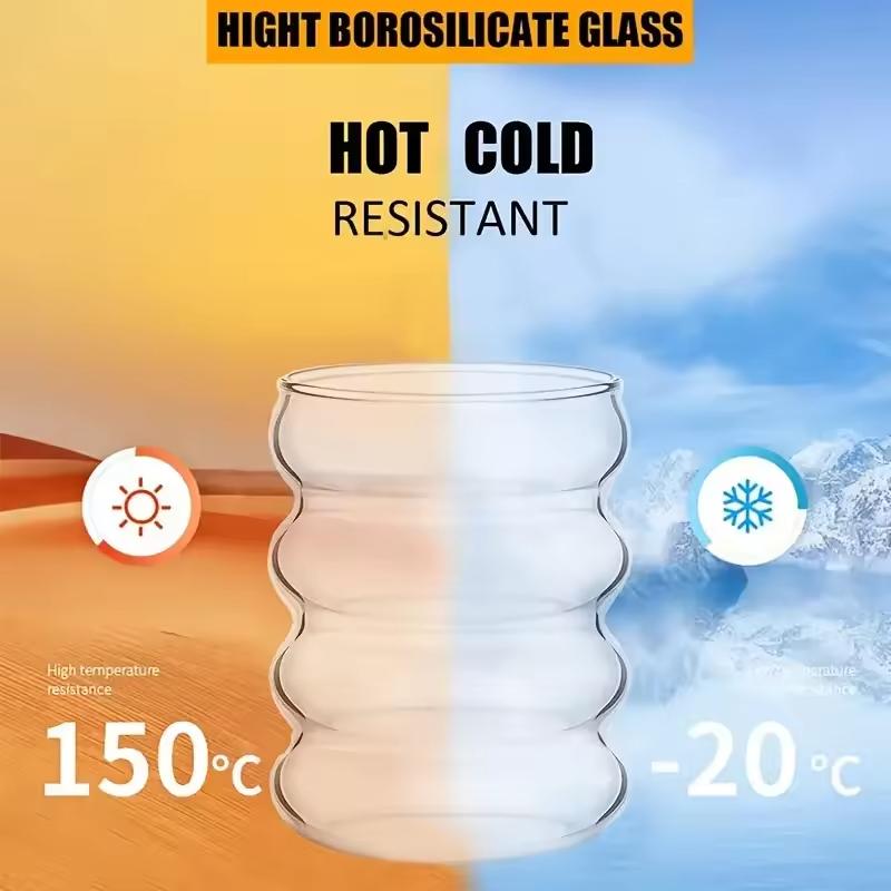 2 Pcs Glass Cups Set Drinking Glasses with Straw Creative Coffee Mug for Cocktail,Beer, Water,Soda,Tea- with Cleaning Brushe