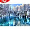 Full Square Diamond Embroidery Snow Scene Art Rhinestone 3D Diamond Painting Landscape Mosaic Lake Craft Kit Home Decor