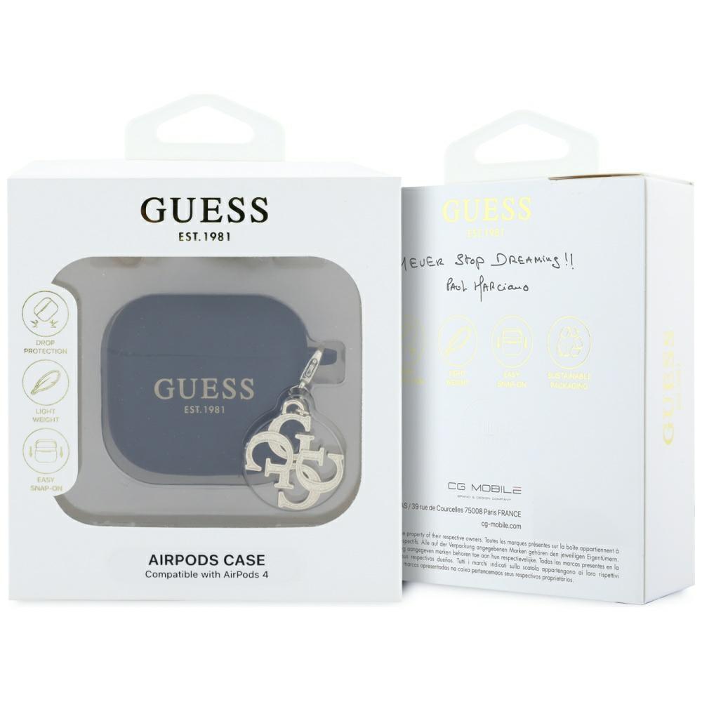 Guess Gua4Lecg4K Airpods 4 Cover         Black Silicone 4G Charm