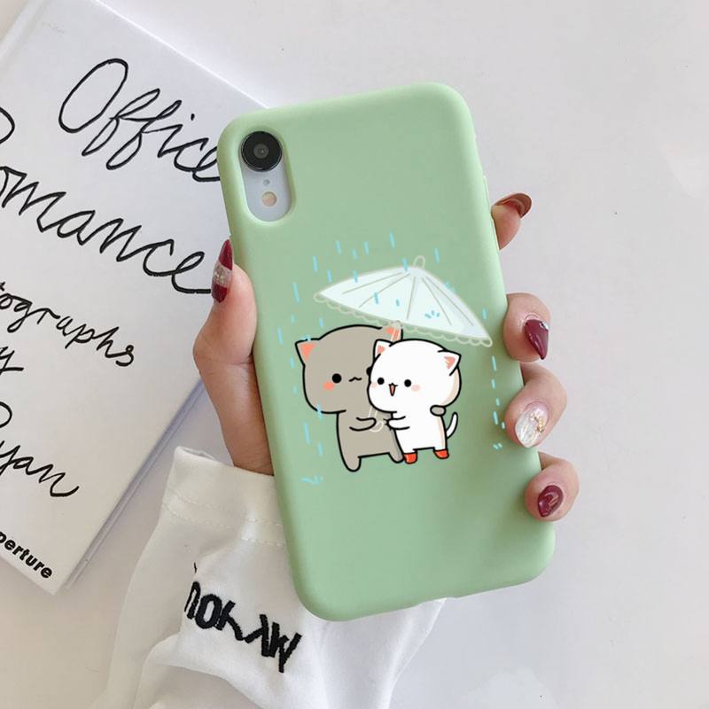 FHNBLJ Mochi Peach Goma Cat Чехол для телефона Мягкий однотонный чехол для iPhone 11 12 13 mini pro XS MAX 8 7 6 6S Plus X XR