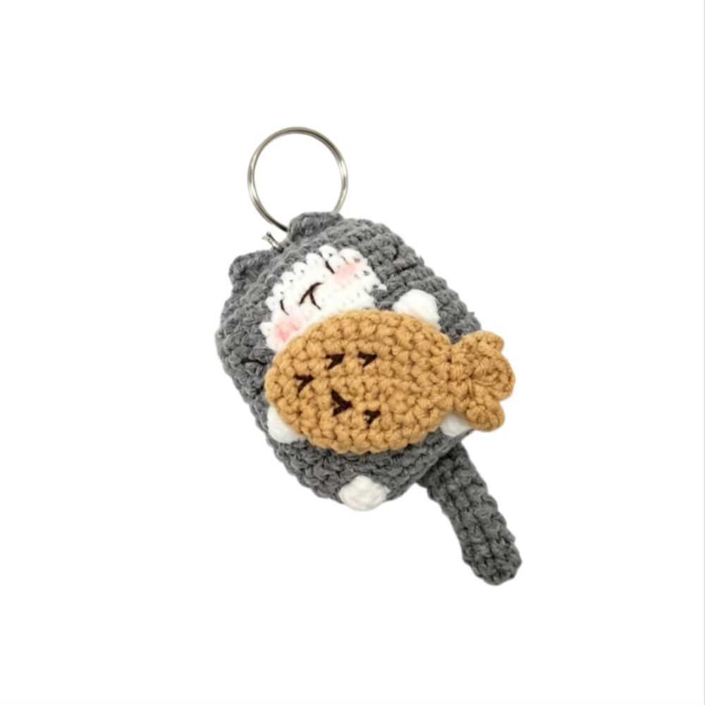 Handmaking Knitting Keychain Knitting Kitten Pendant Jewelry Gift Crochet Cat Keyrings Bag Pendant