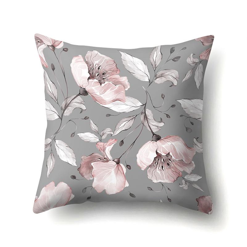 Полиэстеровая наволочка Декоративные цветы Домашнее растение Принт Наволочка Поясничная подушка Чехол на подушку для дивана