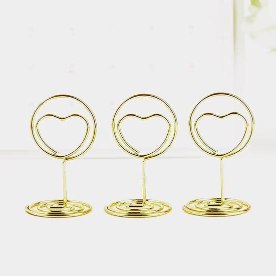10Pcs Love Heart Table Number Holder Place Card Photo Picture Clip Memo Note Card Stand Wedding Anniversary Birthday Party Centerpieces