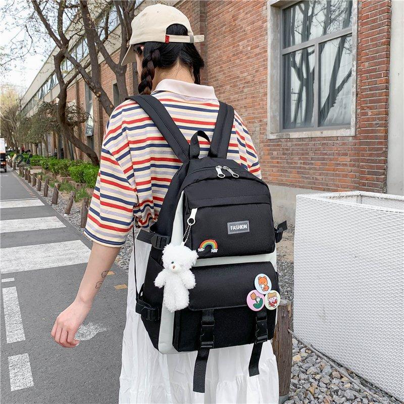 Junior and Senior High School Campus Student Schoolbag New Lightweight and Simple Multi-functional Backpack Multi-pocket Four-piece Versatile Backpack