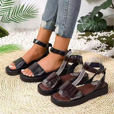 Носите сандалии на улице, лето 2025 новая платформа повседневные больших размеров ремешковые туфли на высоком каблуке римские женские сандалии