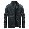 Large Size Leather Jacket Autumn and Winter Solid Color Stand-up Collar PU Leather Jacket Casual Locomotive Clothing Thickened Jacket