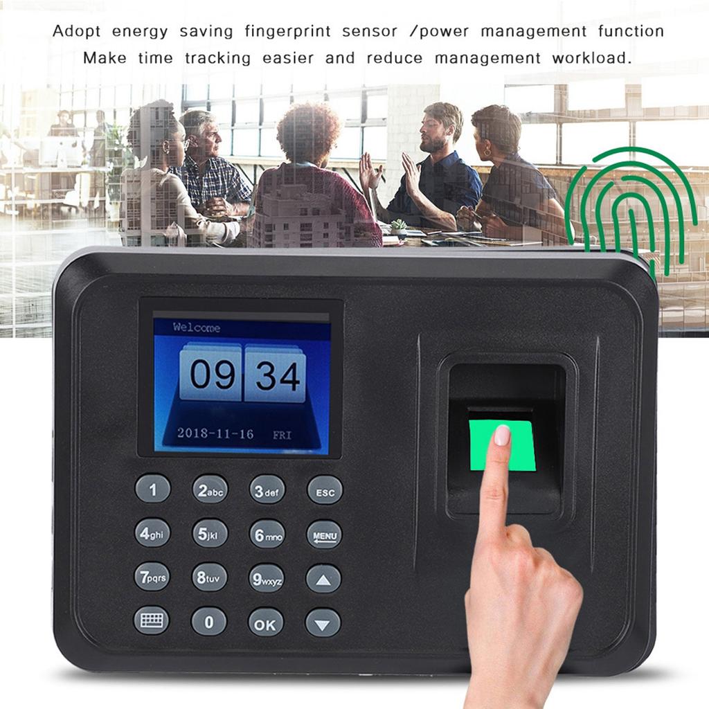 2.4inches TFT LCD Screen Fingerprint Time Clock Attendance Machine Recorder Plug