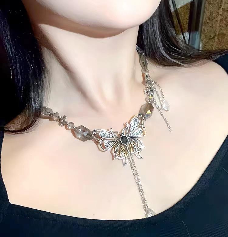 Темная субкультура кожаный ошейник панк-стрит милые крутые красотки ожерелье ожерелье ключица цепь прилив