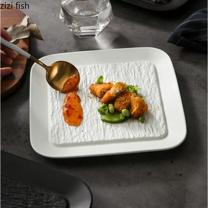 Квадратная керамическая обеденная тарелка Тарелка для западной кухни Тарелки для стейков Блюдо для пасты Сервировочные тарелки Фруктовая тарелка Салатница Суши-блюдо Тарелки