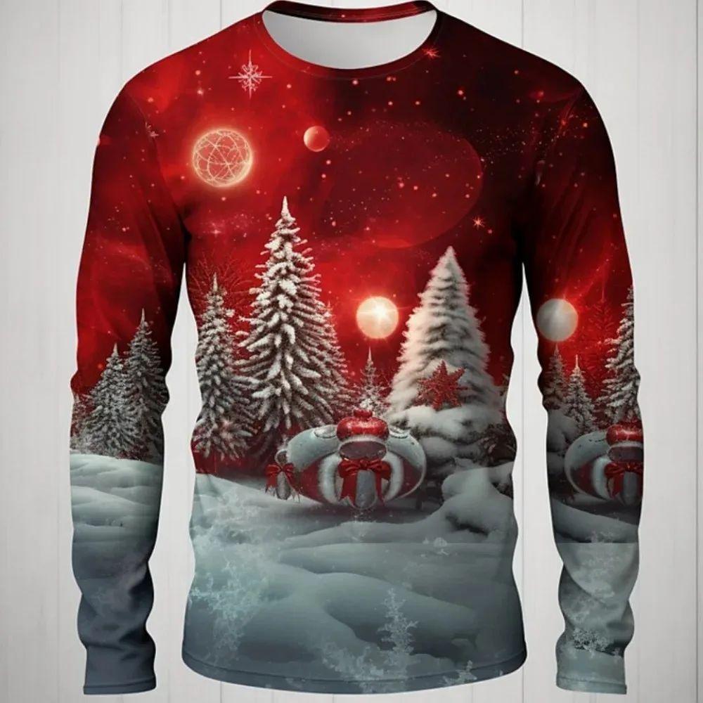 Man Business Christmas Party Series Fake Suit Fashion Interesting 3d Printed Long Sleeve Crew Neck Trend Plus Size Clothing