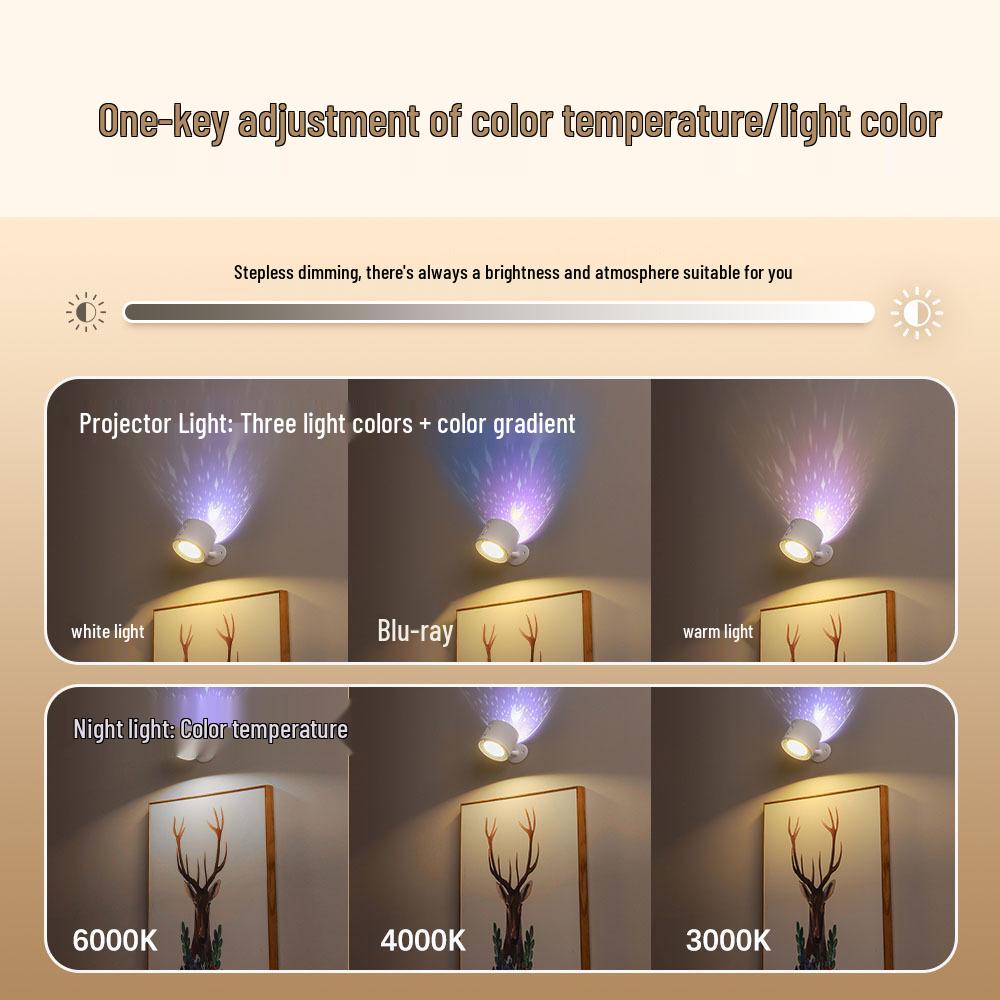 Cross-border Starry Sky Night Light with Remote Control - Three-Color Projection Atmosphere Lamp