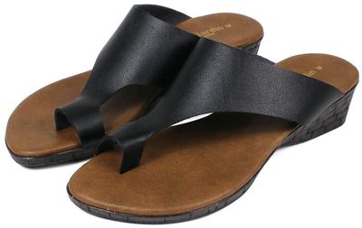 Сделано во Вьетнаме Сандалии-вьетнамки на удобной клиновидной подошве для легкой ходьбы [Контакт с аркой стопы] Япония, Женские, в, Подошва, Безболезненные, Кольцо, Лето, Черный,