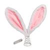 Easter Rabbit Ear Tree Topper with LED Light Plush Bunny Ears Christmas Tree Top Decoration with Metal Spring Easter Home Holiday Party Ornament