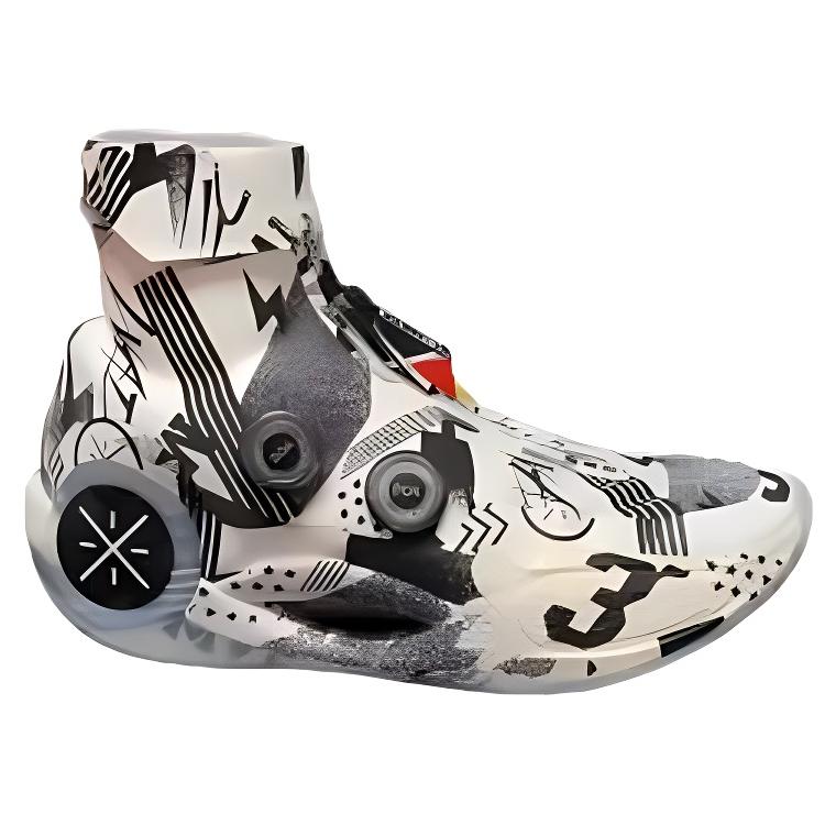 Li Ning Нескользящие Износостойкие Высокие Баскетбольные Кроссовки Мужские Серые Белые ABER003-14
