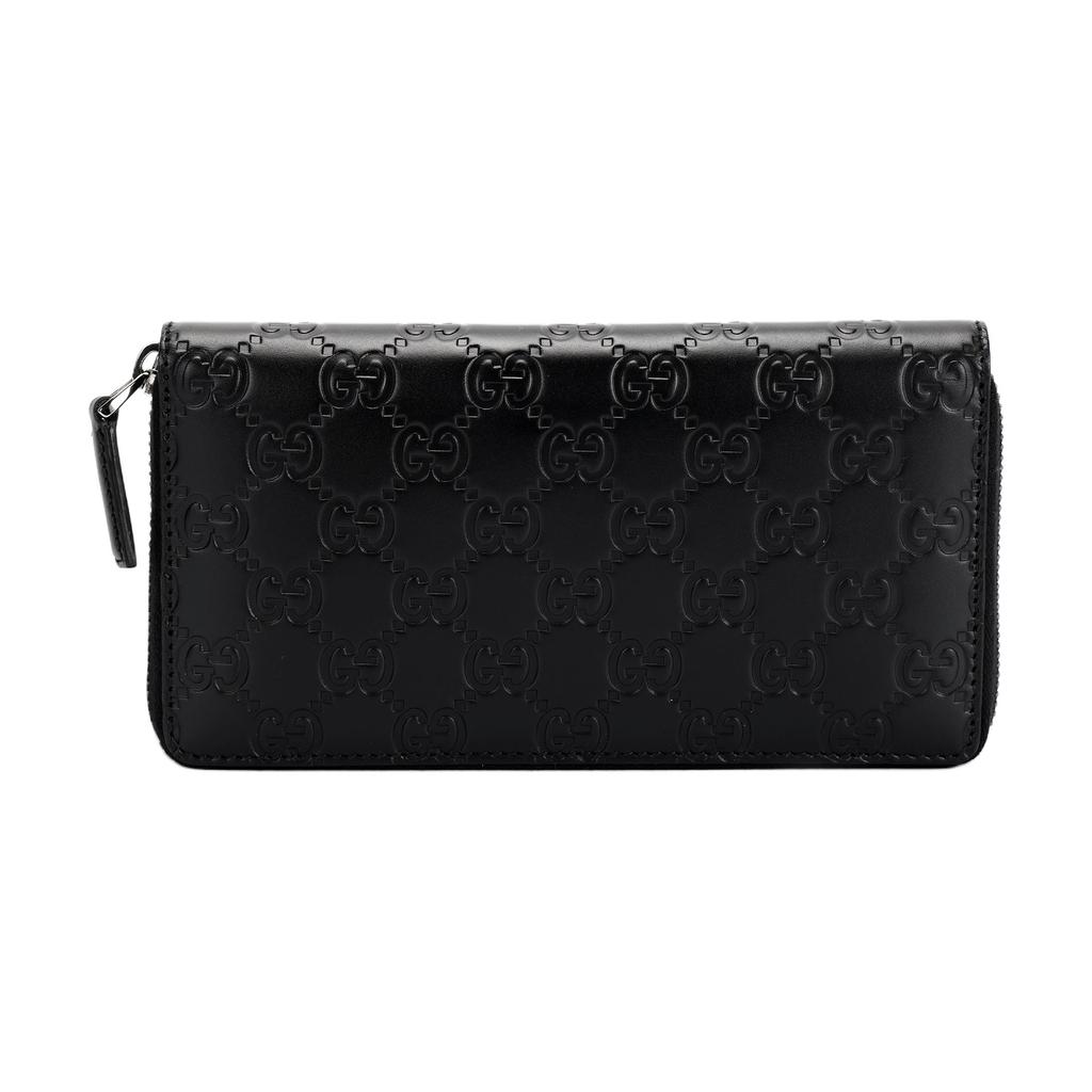 Gucci Long Logo Embossed Zipper Leather Wallet Clutch Handbag Men wallets Black 307987-CWC1R-1000