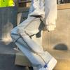 Модные Повседневные Брюки с Контрастной Отстрочкой Мужская Одежда Широкие Весна Осень Свободные Американский Хай-стрит Прямые Джинсы