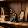 Decorative Pieces for Windowsill Luminous Witch & Raven Figurine with Mossy Tree Texture, Resin Gothic Creative Housewarming Gifts Statue LED