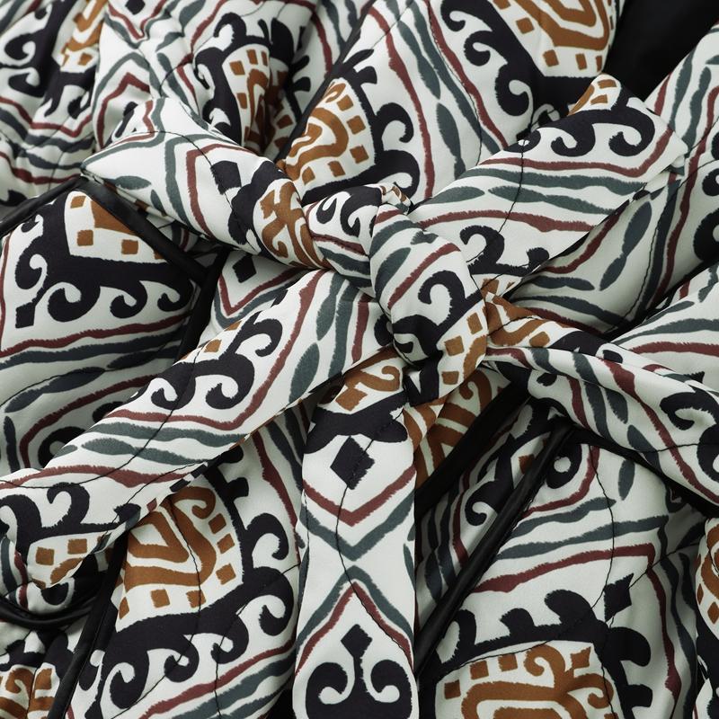 Printed Lace Up Cotton Jacket Lapel Cardigan Thick Warm Women's Oversize Coat Retro Ethnic Style Autumn/Winter 2025