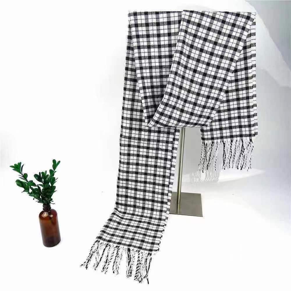 Осенне-зимний новый классический клетчатый шарф, трансграничный британский черно-белый мужской теплый шарф, женская шаль
