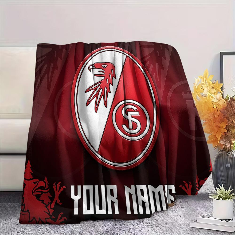 Custom Name SC Freiburg Flannel Blanket, High quality Comfortable for All Seasons, Home Decor, Warmth and Comfort