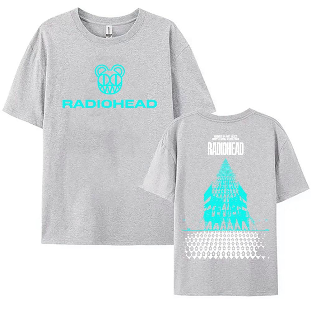 Футболки Rock Band Radiohead Tour 2025 Ноябрь Хлопок Мода Короткий Рукав Женская Футболка Повседневная Круглый Вырез Унисекс Уличная Одежда Футболки