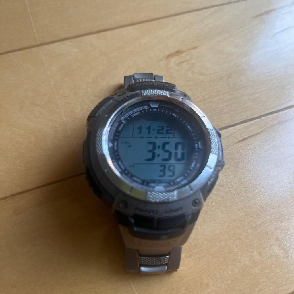 Б/у CASIO PRO TREK PRW-1000TJ Титановый браслет Радиоуправляемые Солнечные