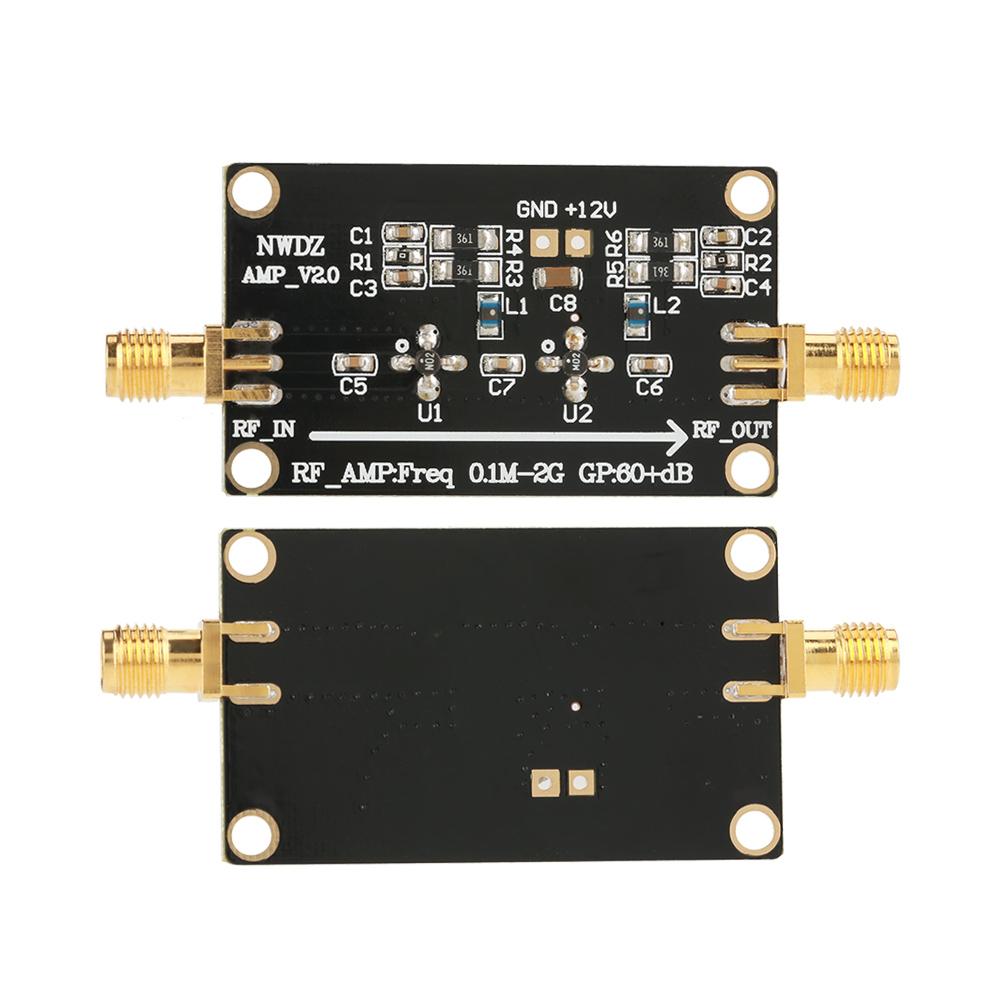 RF Wideband Amplifier LNA 0.1M-2G Gain 60dB Two stage Amplification