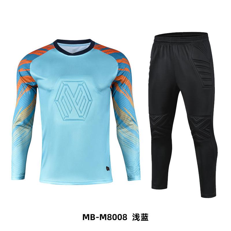 Football goalkeeper jersey set Men's adult long-sleeved sponge pads Game training goalkeeper jersey Spot wholesale