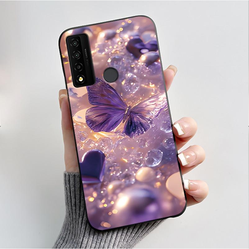 Case For TCL 20 XE 20XE 5087Z Phone Case Luxury Fashion Butterfly Flowers Black Soft TPU Silicone Protective Cover Shell Casing