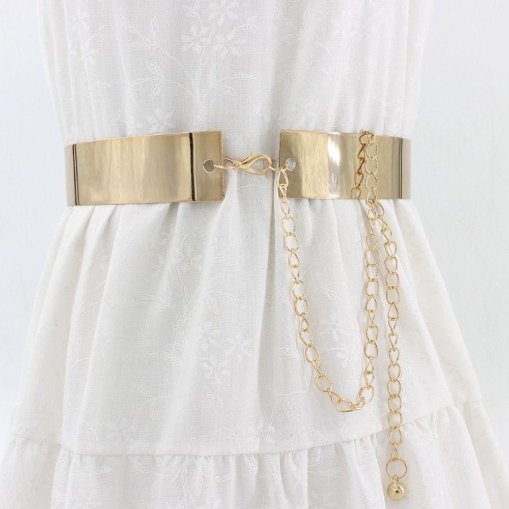 Women Gold Silver Mirror Waistband Fashion Dress Bling Waistband New Metal Designer Belt